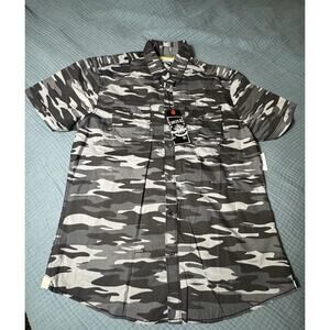 Drill clothing company grey camo military men shirt size L NWT